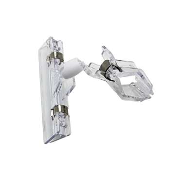 LJY 20-Pack Clear Plastic Rotatable POP Clip-on Style Merchandise Sign Display Clip Tag Holders