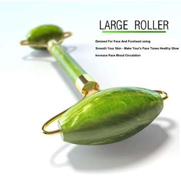 Jade Roller For Face | Facial Skin Massager, Roller With Double Natural Jade Stones | Jade Massager For Face and Neck, Anti Aging Premium Real Natural Jade Stone | Authentic Jade Stone By Noa Store