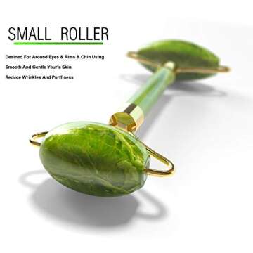 Jade Roller For Face | Facial Skin Massager, Roller With Double Natural Jade Stones | Jade Massager For Face and Neck, Anti Aging Premium Real Natural Jade Stone | Authentic Jade Stone By Noa Store