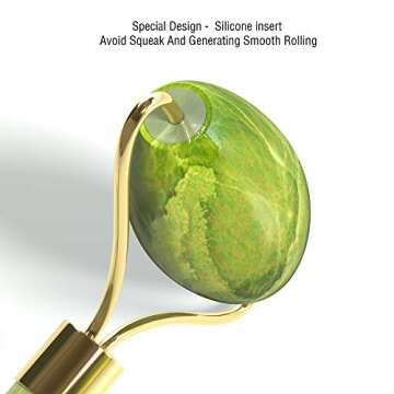 Jade Roller For Face | Facial Skin Massager, Roller With Double Natural Jade Stones | Jade Massager For Face and Neck, Anti Aging Premium Real Natural Jade Stone | Authentic Jade Stone By Noa Store