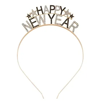 Happy New Year Headbands for Women Rhinestone New Year’s Eve Hairbands New Year Party Supplies Hol...