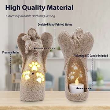 BEARAE Dog Memorial Gifts, Candle Holder Statue, Pet Loss Gifts, Bereavement Gifts, Pet Sympathy Gifts