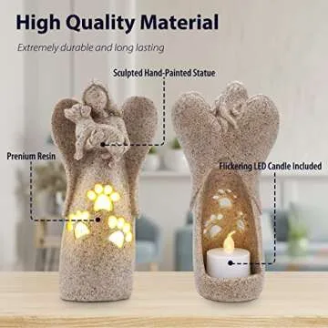 BEARAE Dog Memorial Gifts, Candle Holder Statue, Pet Loss Gifts, Bereavement Gifts, Pet Sympathy Gifts