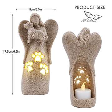 BEARAE Dog Memorial Gifts, Candle Holder Statue, Pet Loss Gifts, Bereavement Gifts, Pet Sympathy Gifts