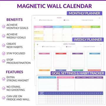 Magnetic Whiteboard for Fridge - Large Dry Erase Calendar for Wall | 2 Magnetic Dry Erase Board 10.5...