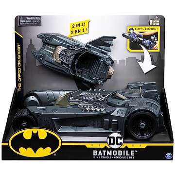 DC Comics Spin Master Batman Batmobile and Batboat 2-in-1 Transforming Vehicle, for Use 4-Inch Actio...