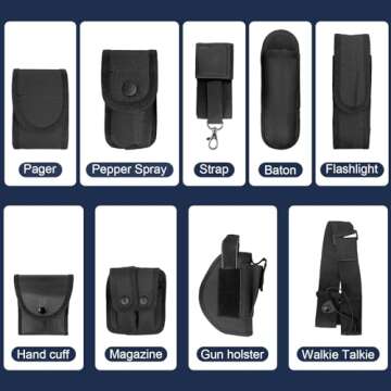 Odoland Police Security Modular Equipment System - Molded Duty Belt Set with Colt 1911, Flashlight, ...