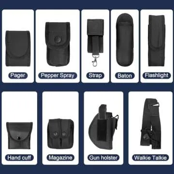 Odoland Police Security Modular Equipment System - Molded Duty Belt Set with Colt 1911, Flashlight, ...