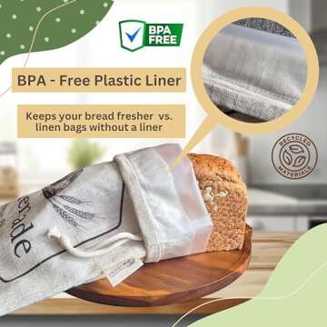 Bread Bags for Homemade Bread by HOMEMAKERS HARMONY | 2 Pack XL Organic Linen Sourdough Bread Bags |...