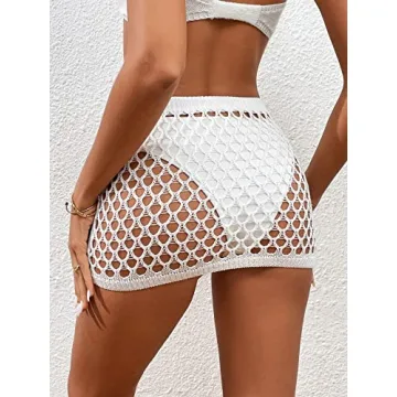 GORGLITTER Elegant Crochet Swim Cover Up Skirt for Women