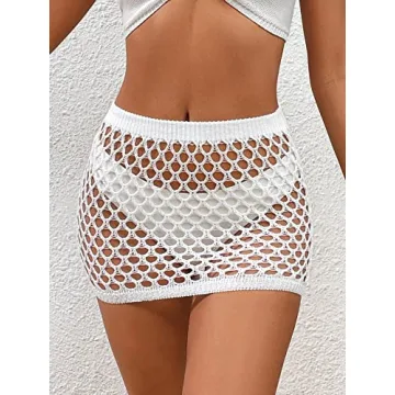 GORGLITTER Elegant Crochet Swim Cover Up Skirt for Women