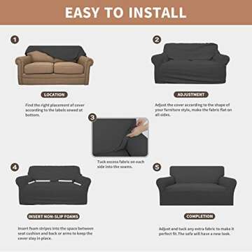 Easy-Going 100% Waterproof Couch Cover, Dual Waterproof Sofa Cover, Stretch Jacquard Sofa Slipcover, Leakproof Furniture Protector for Kids, Pets, Dog and Cat (Oversized Sofa, Dark Gray)