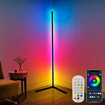 LanSuper Corner Floor Lamp, 65” Color Changing LED Mood Lighting with Remote & App Control