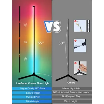 Stunning 65” RGB Corner Floor Lamp with Music Sync