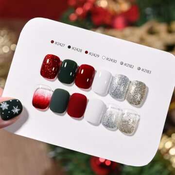 GAOY Red Christmas Gel Nail Polish Set, 6 Colors White Dark Green Glitter Sparkle Winter Soak Off UV...