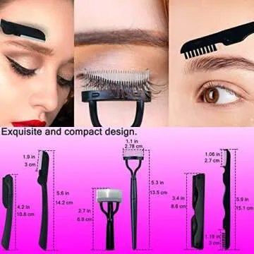 Eyelashes Curler Kit IMMER LIEBEN 17 in 1 Stainless Steel Grooming Scissors, Tweezers, Eyebrow Trimmer, Slant Tip Tweezers, False Eyelash Curler, Eyelash Comb Separator, Eyebrow Razor, Eyebrow Brush