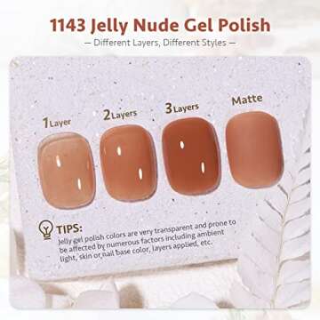 GAOY Jelly Nude Gel Nail Polish, 16ml Sheer Brown Nautral Gel Polish, UV Light Cure for Nail Art DIY...
