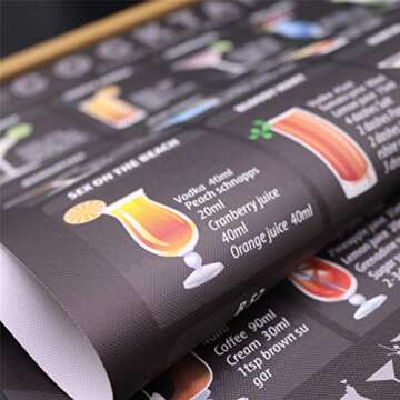 WEROUTE Cocktail Mixology Recipe Print Poster Drink Alcoholic Scroll Hanger Canvas Art Bar Pub Themed Kitchen Restaurant Home Wall Decor With Frame 15.7 X 27 Inch (With Frame)