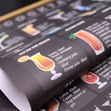 WEROUTE Cocktail Mixology Recipe Print Poster Drink Alcoholic Scroll Hanger Canvas Art Bar Pub Themed Kitchen Restaurant Home Wall Decor With Frame 15.7 X 27 Inch (With Frame)