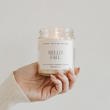 Sweet Water Decor Hello Fall Candle | Autumn Scented Soy Candle