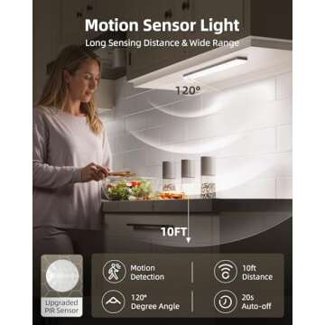 EZVALO 62 LED Under Cabinet Lighting with Charging Station – Dimmable Wireless Motion Sensor Light...