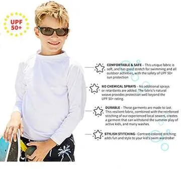 Bestry Boys' Long Sleeve Rashguard Swim Shirt UPF 50+