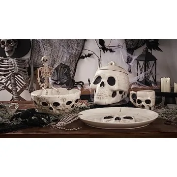 Bico Halloween Skull Ceramic Serving Bowl Microwave Safe