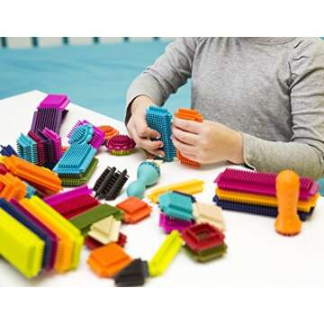 B. toys- Bristle Block - Stackadoos- Sort & Stack STEM Building Blocks Set – 68 Interlocking Block...