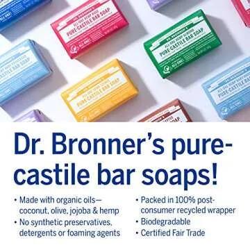 Dr. Bronner's - Pure-Castile Bar Soap (5 Ounce Variety Gift Pack) Eucalyptus, Peppermint, Rose - Made with Organic Oils, For Face, Body and Hair, Gentle and Moisturizing