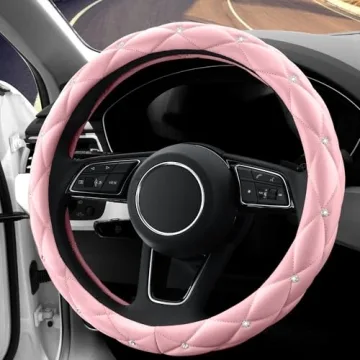Stylish Pink Leather Anti-Slip Steering Wheel Cover for Women