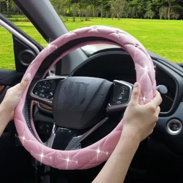 Stylish Pink Leather Anti-Slip Steering Wheel Cover for Women