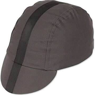 Pace Sportswear Classic Cycling Cap: Charcoal with Black Tape, XL