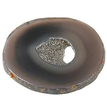 Nupuyai Set of 10 Polished Agate Slices Name Tags Place Cards for Wedding, Geode Agate Stones for Home Decoration