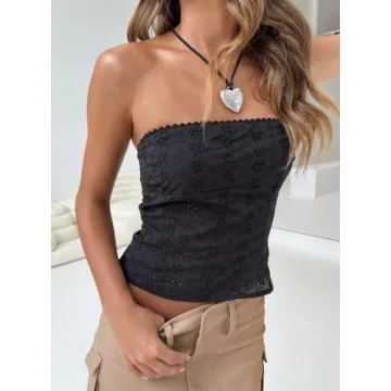 Elegant Women Lace Trim V Neck Cami Sleeveless Top