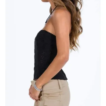 Elegant Women Lace Trim V Neck Cami Sleeveless Top