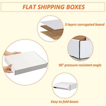 HORLIMER 13x10x2 inches Shipping Boxes Set of 25, White Corrugated Cardboard Box Literature Mailer