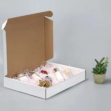 HORLIMER 13x10x2 inches Shipping Boxes Set of 25, White Corrugated Cardboard Box Literature Mailer