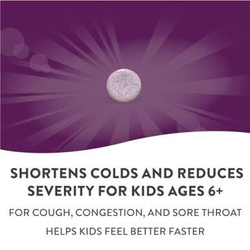 Nature's Way Cold Relief for Kids 6+, Umcka, Shortens Duration & Reduces Severity, Multi-Symptom Cold Relief, Homeopathic, Phenylephrine Free, Cherry Flavored, 10 Chewable Tablets (Packaging May Vary)