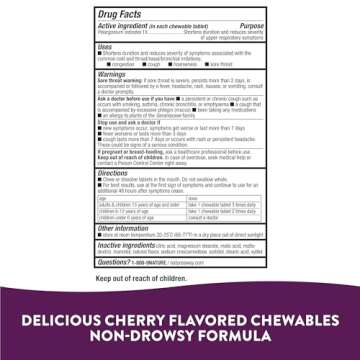 Nature's Way Cold Relief for Kids 6+, Umcka, Shortens Duration & Reduces Severity, Multi-Symptom Cold Relief, Homeopathic, Phenylephrine Free, Cherry Flavored, 10 Chewable Tablets (Packaging May Vary)