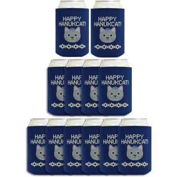 Hanukkah Can Coolers - Happy Hanukcat 12-Pack