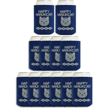 Hanukkah Can Coolers - Happy Hanukcat 12-Pack