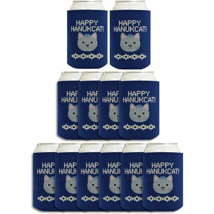 Hanukkah Can Coolers - Happy Hanukcat 12-Pack
