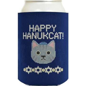 Hanukkah Can Coolers - Happy Hanukcat 12-Pack