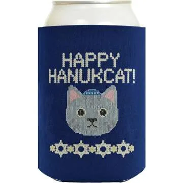 Hanukkah Can Coolers - Happy Hanukcat 12-Pack