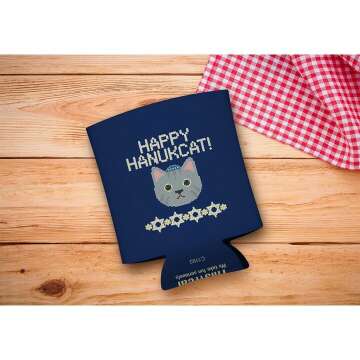 Hanukkah Can Coolers - Happy Hanukcat 12-Pack