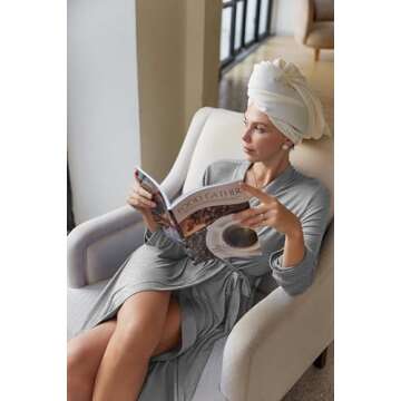 Ekouaer Maternity Labor Delivery Gown Robe Set Light Grey