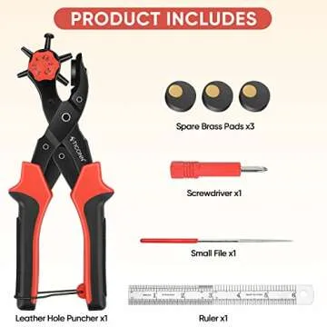 TICONN Leather Hole Punch Tool Set, Heavy Duty Multi-Size Hole Puncher Tool for Belts, Watch Bands, Plastic, Fabric