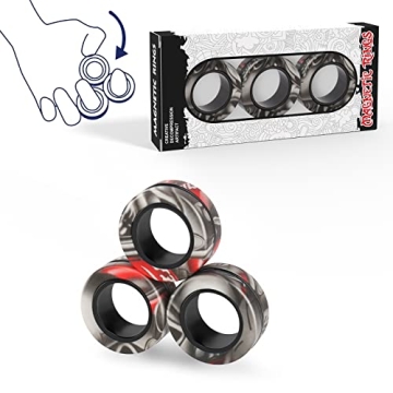 3PCS Magnetic Rings Fidget Toy Set, Idea ADHD Hand Exerciser Fidget Toys, Adult Fidget Magnets Spinn...