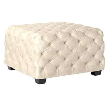 Christopher Knight Home Jaymee Velvet Ottoman, Ivory