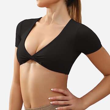 YEOREO Kyla Workout Crop Tops for Women Short Sleeve Twist Front Crop Tank Top Padded Sports Bra Casual Shirts